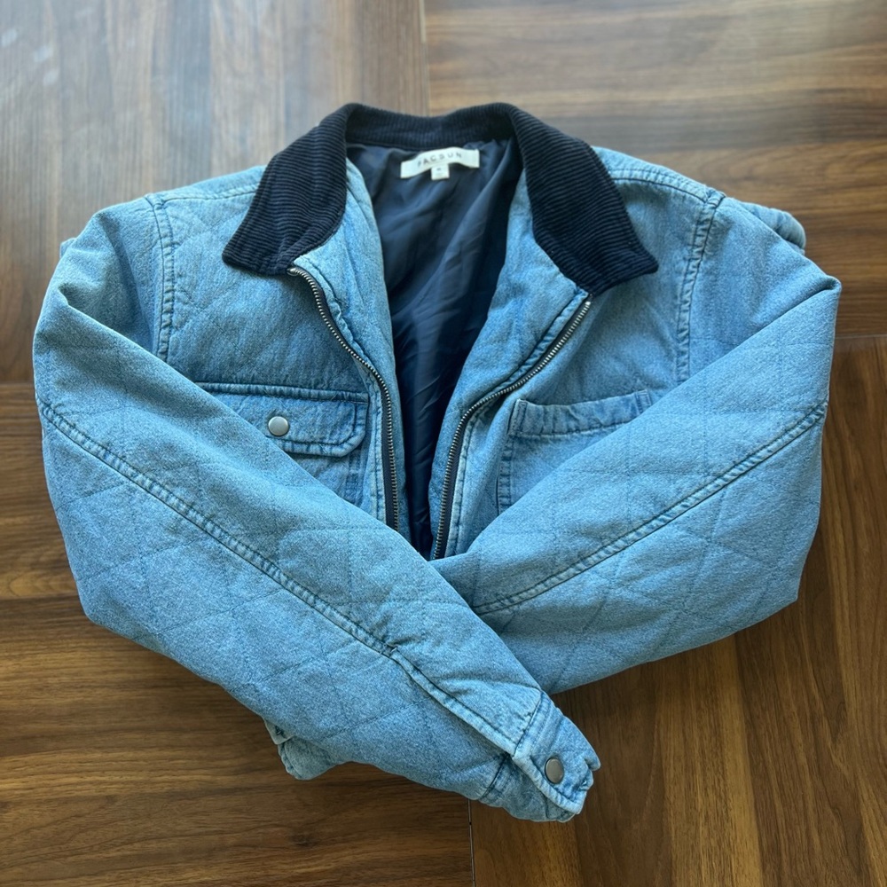 Blue Denim border Jacket with Black Collar